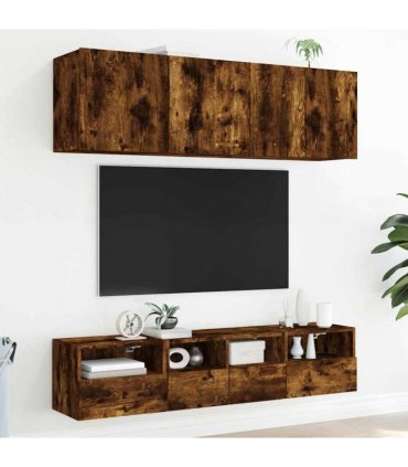 vidaXL 5 Piece TV Wall Units Smoked Oak Engineered Wood