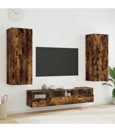 vidaXL 5 Piece TV Wall Units Smoked Oak Engineered Wood