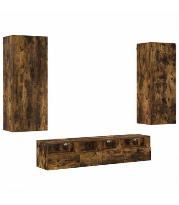 vidaXL 5 Piece TV Wall Units Smoked Oak Engineered Wood