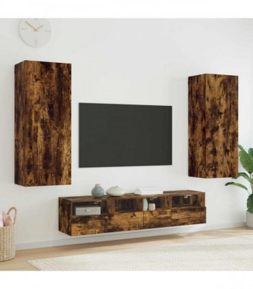 vidaXL 5 Piece TV Wall Units Smoked Oak Engineered Wood