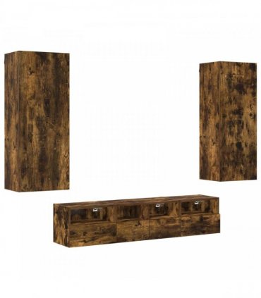 vidaXL 5 Piece TV Wall Units Smoked Oak Engineered Wood