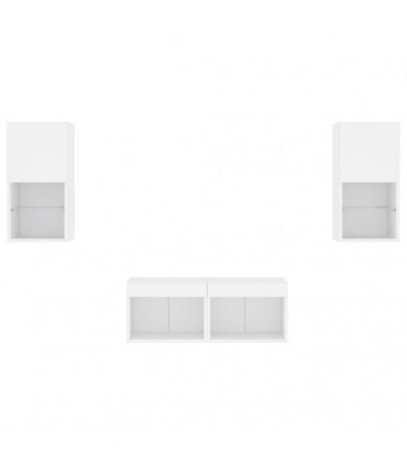 vidaXL 4 Piece TV Wall Cabinets with LED Lights White