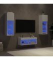 vidaXL 4 Piece TV Wall Cabinets with LED Lights White