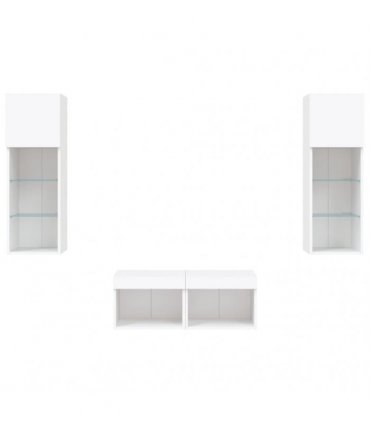 vidaXL 4 Piece TV Wall Cabinets with LED Lights White