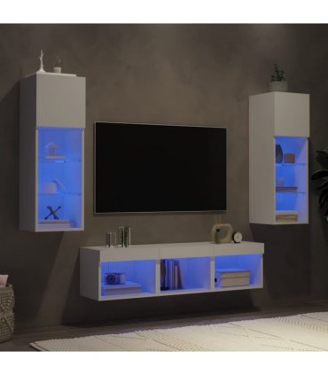vidaXL 5 Piece TV Wall Units with LED White Engineered Wood