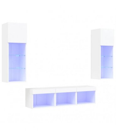vidaXL 5 Piece TV Wall Units with LED White Engineered Wood