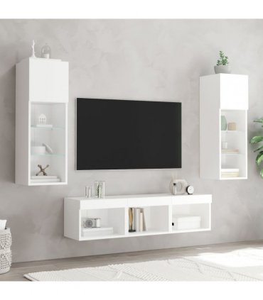 vidaXL 5 Piece TV Wall Units with LED White Engineered Wood