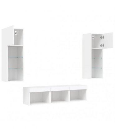 vidaXL 5 Piece TV Wall Units with LED White Engineered Wood