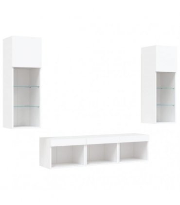 vidaXL 5 Piece TV Wall Units with LED White Engineered Wood