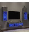 vidaXL 5 Piece TV Wall Units with LED Concrete Grey Engineered Wood