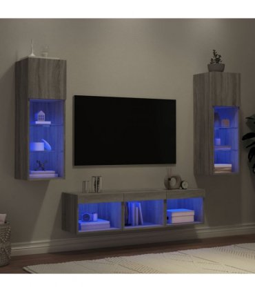 vidaXL 5 Piece TV Wall Units with LED Grey Sonoma Engineered Wood