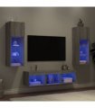 vidaXL 5 Piece TV Wall Units with LED Grey Sonoma Engineered Wood