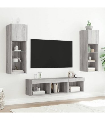 vidaXL 5 Piece TV Wall Units with LED Grey Sonoma Engineered Wood