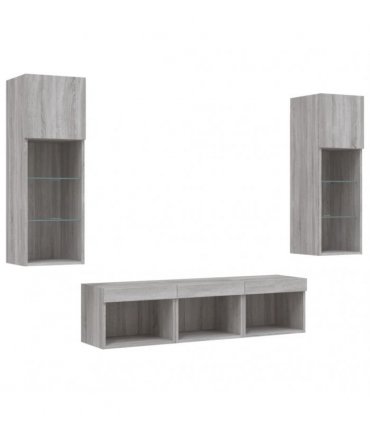 vidaXL 5 Piece TV Wall Units with LED Grey Sonoma Engineered Wood