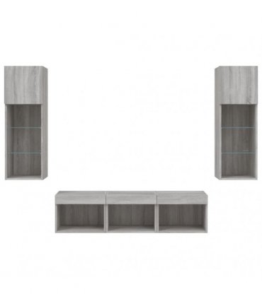 vidaXL 5 Piece TV Wall Units with LED Grey Sonoma Engineered Wood