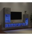 vidaXL 4 Piece TV Wall Units with LED Concrete Grey Engineered Wood