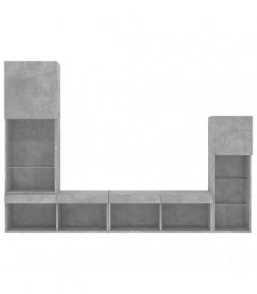 vidaXL 4 Piece TV Wall Units with LED Concrete Grey Engineered Wood