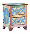 vidaXL Hand Painted Bedside Cabinet 40x30x50 cm Solid Mango Wood