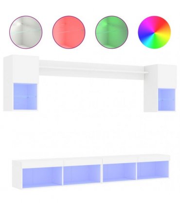 vidaXL 6 Piece TV Wall Units with LED White Engineered Wood