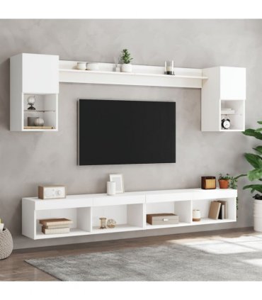 vidaXL 6 Piece TV Wall Units with LED White Engineered Wood