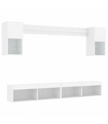 vidaXL 6 Piece TV Wall Units with LED White Engineered Wood