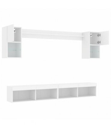 vidaXL 6 Piece TV Wall Units with LED White Engineered Wood