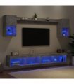 vidaXL 6 Piece TV Wall Units with LED Concrete Grey Engineered Wood
