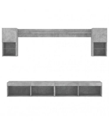 vidaXL 6 Piece TV Wall Units with LED Concrete Grey Engineered Wood