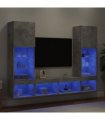 vidaXL 5 Piece TV Wall Units with LED Concrete Grey Engineered Wood