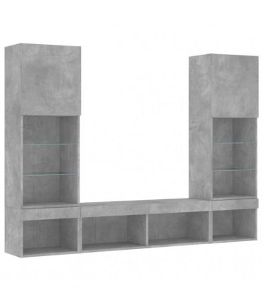 vidaXL 5 Piece TV Wall Units with LED Concrete Grey Engineered Wood