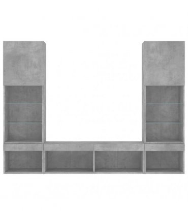 vidaXL 5 Piece TV Wall Units with LED Concrete Grey Engineered Wood