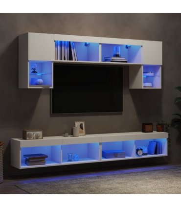 vidaXL 6 Piece TV Wall Units with LED White Engineered Wood