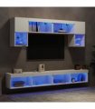 vidaXL 6 Piece TV Wall Units with LED White Engineered Wood