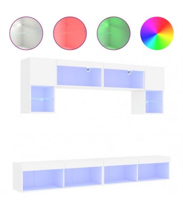 vidaXL 6 Piece TV Wall Units with LED White Engineered Wood