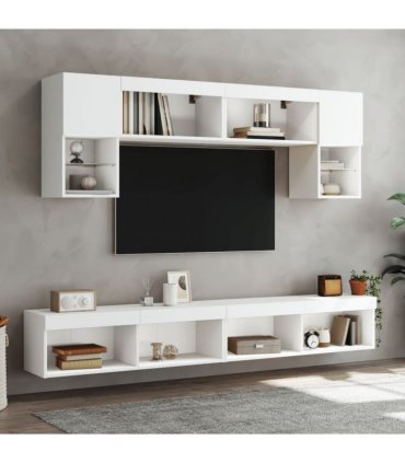 vidaXL 6 Piece TV Wall Units with LED White Engineered Wood