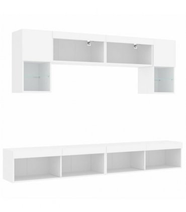 vidaXL 6 Piece TV Wall Units with LED White Engineered Wood