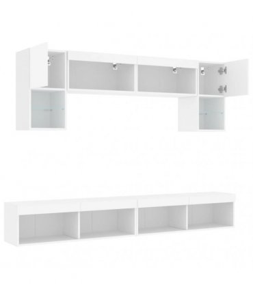 vidaXL 6 Piece TV Wall Units with LED White Engineered Wood
