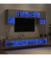 vidaXL 6 Piece TV Wall Units with LED Concrete Grey Engineered Wood
