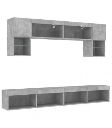 vidaXL 6 Piece TV Wall Units with LED Concrete Grey Engineered Wood