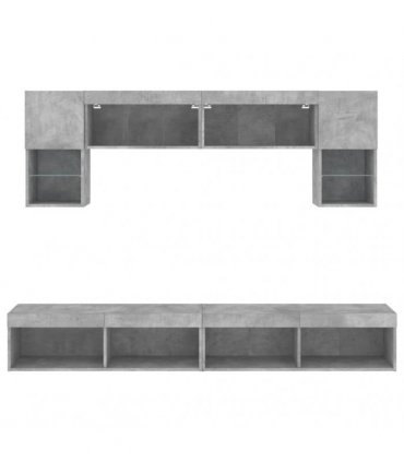 vidaXL 6 Piece TV Wall Units with LED Concrete Grey Engineered Wood