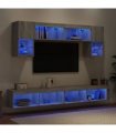 vidaXL 6 Piece TV Wall Units with LED Grey Sonoma Engineered Wood