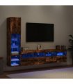 vidaXL 4 Piece TV Wall Units with LED Smoked Oak Engineered Wood
