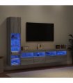 vidaXL 4 Piece TV Wall Units with LED Grey Sonoma Engineered Wood