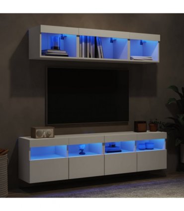 vidaXL 5 Piece TV Wall Units with LED White Engineered Wood