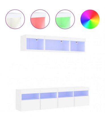 vidaXL 5 Piece TV Wall Units with LED White Engineered Wood