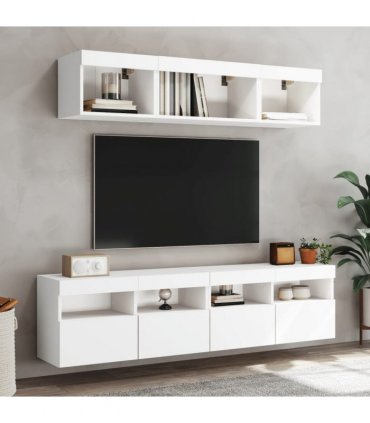 vidaXL 5 Piece TV Wall Units with LED White Engineered Wood