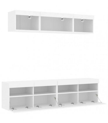 vidaXL 5 Piece TV Wall Units with LED White Engineered Wood