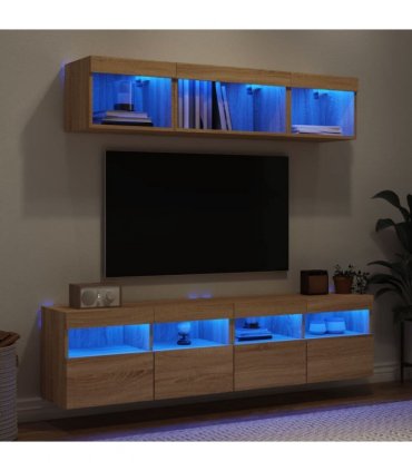 vidaXL 5 Piece TV Wall Units with LED Sonoma Oak Engineered Wood