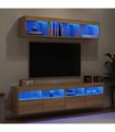 vidaXL 5 Piece TV Wall Units with LED Sonoma Oak Engineered Wood
