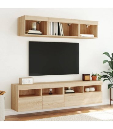 vidaXL 5 Piece TV Wall Units with LED Sonoma Oak Engineered Wood